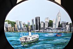Custom Painted Hong Kong Themed Kitchen Stool 3 small