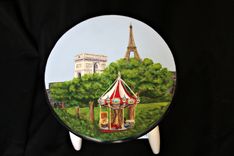 Custom Painted Paris Themed Kitchen Stool 1 small