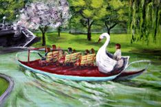 Custom Painted Boston Themed Kitchen Stool 3 small