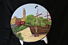 Custom Painted London Themed Kitchen Stool 1 small
