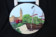 Custom Painted London Themed Kitchen Stool 2 small