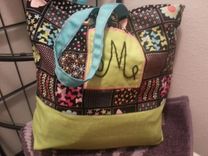 Custom Made Fabric Tote Bag With Beaded Monogram 1 small