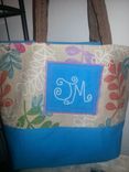 Custom Made Fabric Tote Bag With Beaded Monogram 3 small