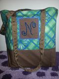 Custom Made Fabric Tote Bag With Beaded Monogram 4 small