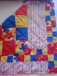 Custom Red, Blue, Yellow Flowered Modern Baby Quilt 4 small