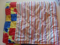 Custom Red, Blue, Yellow Flowered Modern Baby Quilt 5 small