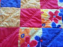 Custom Red, Blue, Yellow Flowered Modern Baby Quilt 2 small