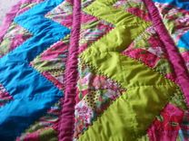 Pink, Teal & Lime Green Chevron Crib Sized Quilt 2 small