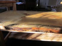 Spalted Curly Maple Coffee Table With Live Edge Pine 2 small