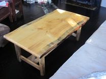 Spalted Curly Maple Coffee Table With Live Edge Pine 1 small