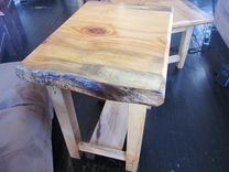 Spalted Curly Maple Side Table With Live Edge Pine 1 small