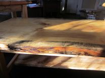 Spalted Curly Maple Coffee Table With Live Edge Pine 1 small