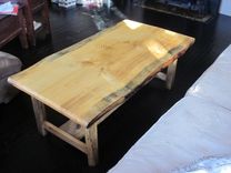 Spalted Curly Maple Coffee Table With Live Edge Pine 3 small