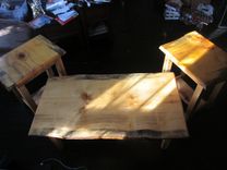 Spalted Curly Maple Side Table With Live Edge Pine 3 small