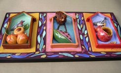 Bird X Three 3-D Ceramic Tile And Mosaic Wall Hanging. 3 small