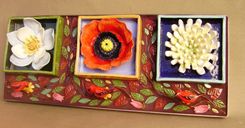 Flower Box Trio Wall Hanging , Home Or Garden Decor Mosaic Sculpture 2 small
