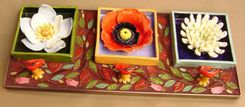 Flower Box Trio Wall Hanging , Home Or Garden Decor Mosaic Sculpture 3 small