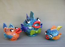 Fish Lips Ceramic Tea Set, Tea Pot, Sugar And Creamer With Spoon 1 small