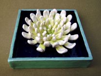 Ceramic Mum Flower Shadow Box Wall Hanging 2 small
