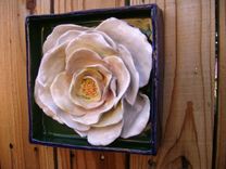 Mothers Day Gift, White Rose Flower Box, Ceramic Wall Hanging 3 small
