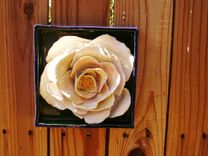 Mothers Day Gift, White Rose Flower Box, Ceramic Wall Hanging 5 small
