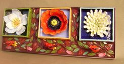 Flower Box Trio Wall Hanging , Home Or Garden Decor Mosaic Sculpture 3 small