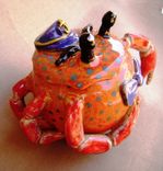 Jack The Crab Sugar/ Sauce Bowl With Dipping Spoon/Claw, Ceramic 3 small