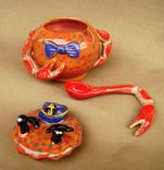Jack The Crab Sugar/ Sauce Bowl With Dipping Spoon/Claw, Ceramic 4 small