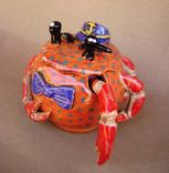 Jack The Crab Sugar/ Sauce Bowl With Dipping Spoon/Claw, Ceramic 5 small