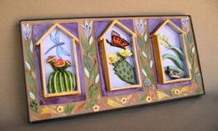 Mosaic Ceramic Trio With Cactus And Pretty Flying Things Wall Hanging 1 small