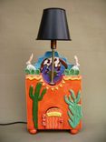 A Very Arizona Ceramic Lamp Base. 3 small