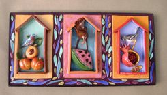 Bird X Three Tile Mosaic Wall Hanging 2 small