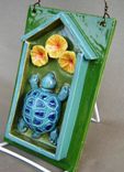 Desert Tortoise And Flowers Ceramic House Plaque 2 small
