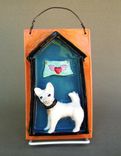Dog House Ceramic Tile With A Heart Banner, Wall Hanging 2 small