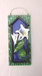 Trumpet Flower Wall Plaque, Ceramic 3-D Tile. 2 small
