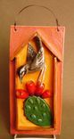 Cactus Wren With Prickly Pear Fruit 3-D Tile Wall Decor, Ready To Ship. 1 small