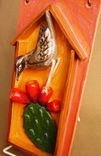 Cactus Wren With Prickly Pear Fruit 3-D Tile Wall Decor, Ready To Ship. 4 small