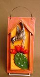 Cactus Wren With Prickly Pear Fruit 3-D Tile Wall Decor, Ready To Ship. 5 small