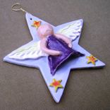 Sale...Star Angel Ceramic Ornament 2, 25 Percent Off, Ready To Ship 2 small