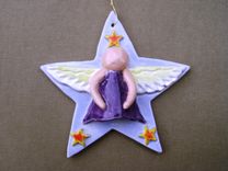 Sale...Star Angel Ceramic Ornament 2, 25 Percent Off, Ready To Ship 3 small