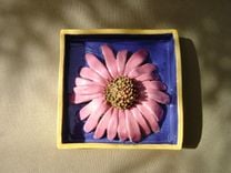 Pink Daisy Delight Ceramic Shadow Box Wall Decor 5 small