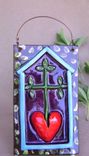 Clearance, 25 Percent Off. Heart Cross Tree Ceramic Plaque 1 small