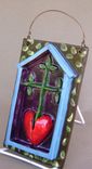 Clearance, 25 Percent Off. Heart Cross Tree Ceramic Plaque 3 small