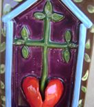 Clearance, 25 Percent Off. Heart Cross Tree Ceramic Plaque 4 small