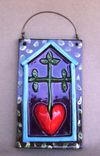 Clearance, 25 Percent Off. Heart Cross Tree Ceramic Plaque 5 small