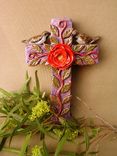Sparrows On A Cross Ceramic Wall Hanging 3 small