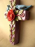 Sparrows On A Cross Ceramic Wall Hanging 5 small
