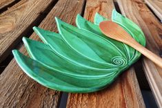 Large Agave Plate, Ceramic Spoon Rest. 1 small