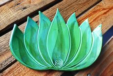 Large Agave Plate, Ceramic Spoon Rest. 3 small