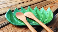 Large Agave Plate, Ceramic Spoon Rest. 6 small